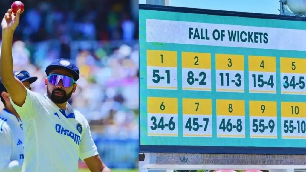 Kohli Stands Tall as Proteas Crumble in Cape Town: India vs South Africa Test Match Wrap-Up 2 Image of the scoreboard showing South Africa's total of 55 in the 2nd Test against India